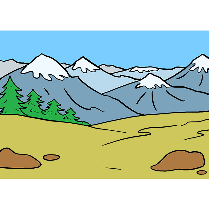 Cách vẽ núi: Bước 10