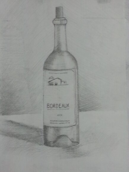 Vẽ tranh tĩnh vật chai rượu đơn giản bằng bút chì