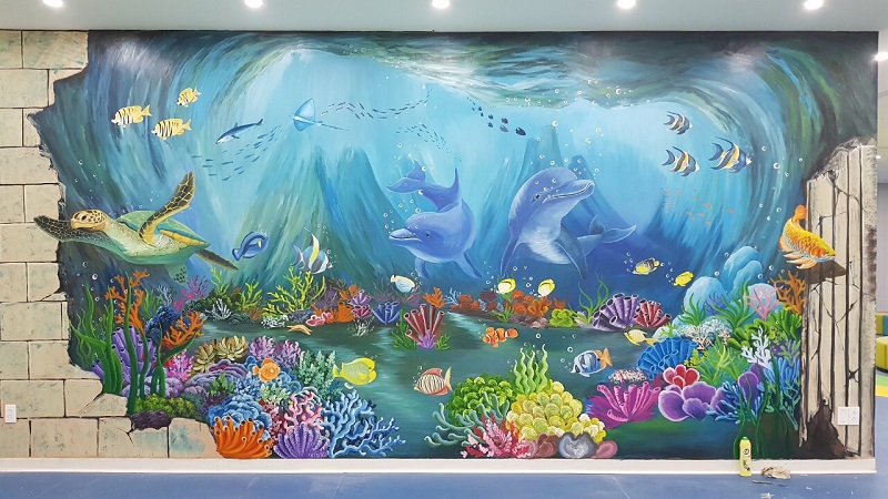 tranh dán tường hoạt hình biển